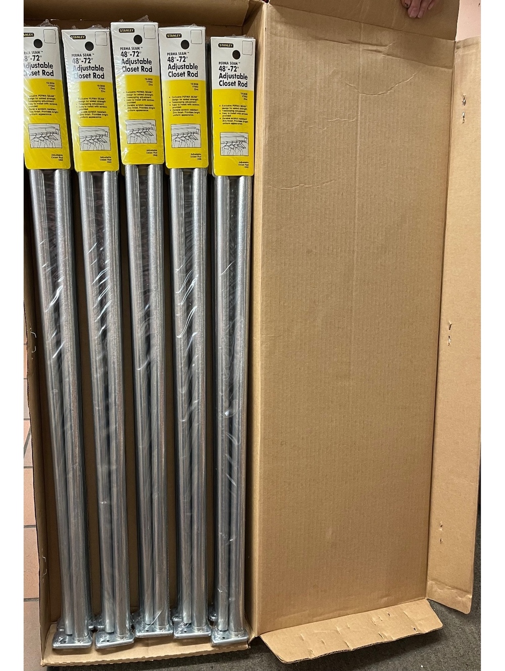 Lot of 10 Stanley Perma-Seal 48"-72" Adjustable Closet Rod Zinc Finish